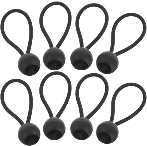 Operitacx Lot de 20 Tendeurs Élastiques Noirs à Boule 4 Mm, Cordons Élastiques Ronds de 10 Cm pour Fixation Bâches, Tentes et Matériel Camping, Accessoires Outdoor Polyvalents et Résistants