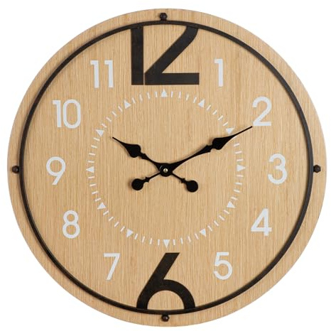 GILDE Wanduhr Jonestown - rund - Ø 60cm - braun - antikfinish matt - MDF - Zahlenuhr