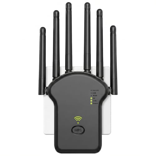 Solvifyx WLAN Repeater 1200Mbit/s WiFi Verstärker DualBand mit LAN/WAN Port | WLAN-Extender mit Repeater/Router/Access Point Modus WLAN Verstärker WiFi Repeater mit 6 Externen Antennen WiFi Booster