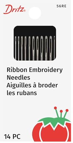 Dritz 56RE Ribbon Embroidery Hand Needles, Assorted Sizes, Nickel (14-Count)