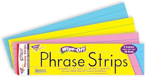30 x Large Wipe-off, Reusable Writing Practice Strips for Classrooms