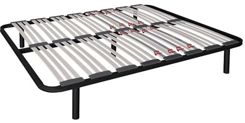 Miroytengo Somier Multiláminas con Reguladores Lumbares, Firmeza Adaptable, Tubo 40x30 mm y Laminas de Haya Natural (135x190 cm, con Patas)