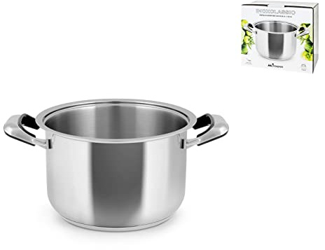 INOXPRAN - Pentola INOXCLASSIC in Acciaio Inossidabile con 2 Manici in Bachelite, Dimensioni 18x13 cm, Lavabile in Lavastoviglie, Utilizzabile su Tutti i Piani di Cottura compreso l'Induzione