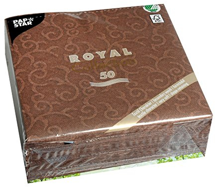 Papstar, 50 Servietten ROYAL Collection 1/4-Falz 40 cm x 40 cm braun Casali, #84885