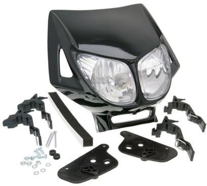 Scheinwerfermaske Enduro Doppeloptik schwarz kompatibel mit DERBI Senda 50 (2006-) D50B0, kompatibel mit Aprilia SX 50 (2006-) D50B0