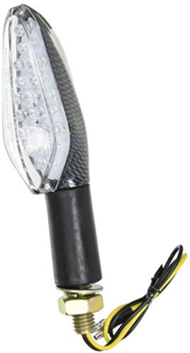 Motorrad Mini Blinker LED Shower Carbon klar E-geprüft M10 für Honda CB Kawasaki KLR KMX Suzuki GN GS GSX Yamaha DT XJ XT 125 500 600 vorne hinten
