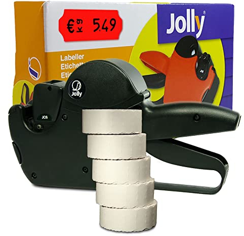 Preisauszeichner Set Jolly C6 inkl. 5 Rollen 26x12 Preisetiketten - leucht-rot permanent | Auszeichner Jolly | HUTNER