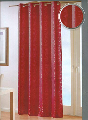 heimtexland ® Dekoschal Blickdicht HxB 245x135 cm in rot edle Matt Glanz Optik beidseitig schön Jacquard Ösenschal einfarbig Gardine Vorhang Bordeaux Typ561