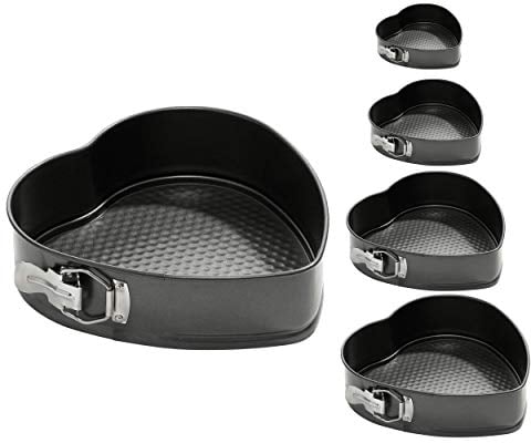 Generation Fashion New 5 Pcs Non-Stick Heart Shaped Cake Mould Tins Spring Foam Cake Baking Tray Easy Clean
