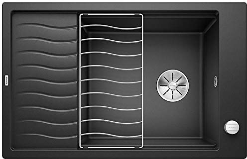 BLANCO ELON XL 6 S-F | Granitspüle aus SILGRANIT anthrazit | [77x49x20,2 cm] | für 60 cm breite Unterschränke | Reinigungsfreundlich | Einbauart: Flächenbündig | Großes Becken