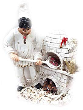 PULCINELLA FORNO PIZZA 20 cm circa in resina PER PIZZERIA NAPOLETANA NAPOLI RISTORANTE PRESEPE ricevi portachiavi omaggio LUC