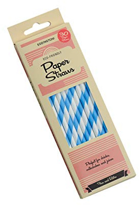 Paper Straws Blue Stripe 30 Pack