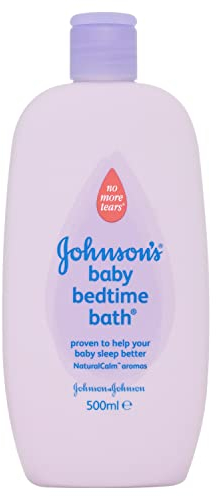 Johnson's Baby Bedtime Bath Bain de bébé doux et apaisant pour aider à mieux dormir, soin des nouveau-nés hypoallergénique, avec des arômes naturels calmes et formule anti-larmes (1 x 500 ml)