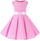 SXSHUN Robe Fille Enfant de Bal Polka Vintage pin-up à 'Audrey Hepburn' 50's 60's Rockabilly Halter Robe Fille Enfant de soirée Cocktail sans Manches, Rose et Blanc Points, 4-5 Ans