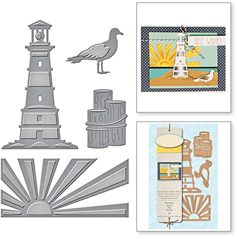 Gemini_mall Stanzschablonen für Kartenherstellung, Shoreline Beacon Möwe Metall Stanzformen DIY Scrapbooking Papier Karten Fotoalbum Dekor Kunst Handwerk Prägeschablone Stanzschablone Geschenke