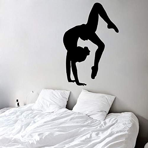 Wandtattoo Turner Sport Gymnastik Kunstwand Vinyl WandaufkleberKinder Kindergarten Baby Zimmer Bettwäsche Yoga Dekoration57X37cm