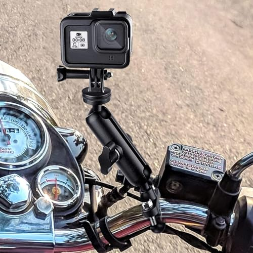 Lupholue Motor Lenkerhalterung Halterung 360 ° Drehung Aluminiumlegierung Motorrad Rückspiegelhalter Ständer for GoPro Hero 12 11 10 9 8 7 6 5, Xiaoyi, SJCAM, APEMAN, AKASO, DJI Osmo Aciton Kamera