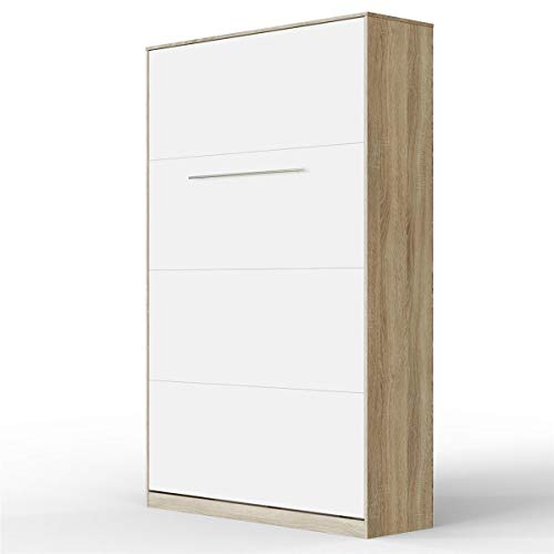 SMARTBett Schrankbett Standard Eiche Sonoma/Weiss 120 Vertikal