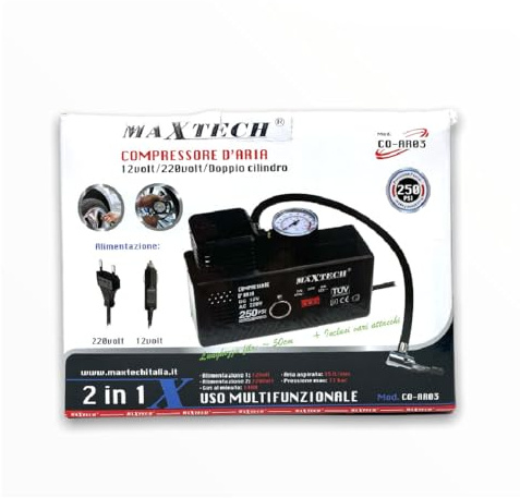 OISE ART STORE Trade Shop - Compressore Ad Aria 35lt 12v/220v Adattatori Inclusi Max 17bar Co-ar03 Portatile