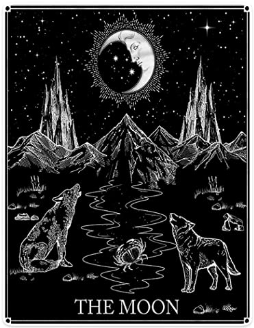 Violetpos Dick Decke Weich Wärme Gemütlich Fleece Sofadecke Schwarz Weißer Wolf Und Mond 150 x 200 cm