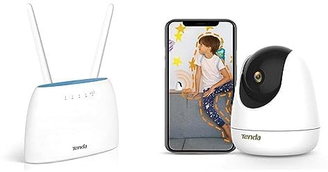 Tenda Camera Surveillance Wi-FI(CP7) Routeur 4G+ AC1200(4G09),Caméra de Sécurité 4MP HD,Modem 4G Carte SIM,Vision Nocturne, Détection de Mouvement, Audio Bidirectionnel Pan/Tilt.