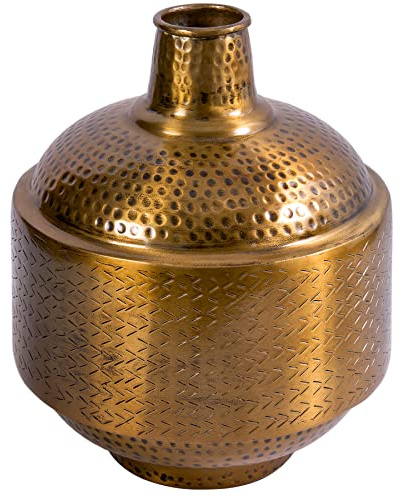 Vase Orient 31cm - Gold - Metall-Aluminium-Legierung Hammerschlag | Montiert, vielseitig einsetzbar, Unikat-Oberfläche, Antik-Look, orientalischer Look