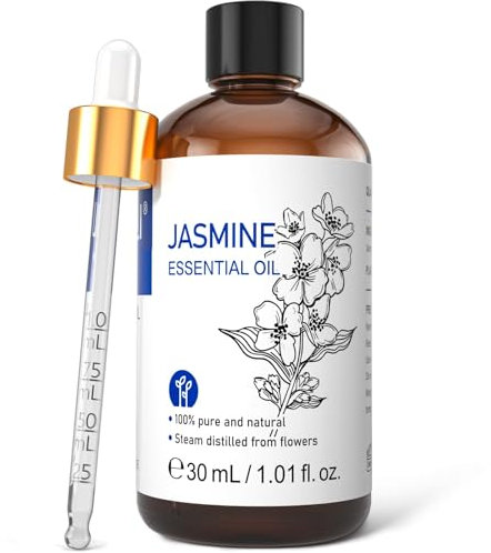 HIQILI Jasmine Essential Oils 30ML, 100% Natural Lemon Oil for Face, Candle Making, Diffuser, Skin & Hair - 1 Fl Oz