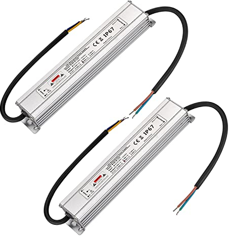 CPROSP 2er 12V LED Trafo 50w, Netzteil Treiber IP67 Wasserdicht, 0,5-50W für LED Leuchtmittel, Transformator für LED Streifen, 230V auf 12V