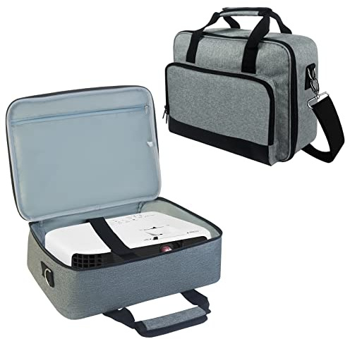 doksmeria Projector Carrying Case, Projector Bag with Accessories Storage Pockets & Adjustable Shoulder Straps, Portable Carrying Bag Compatible with Epson BenQ ViewSonic and Most Mini Projectors