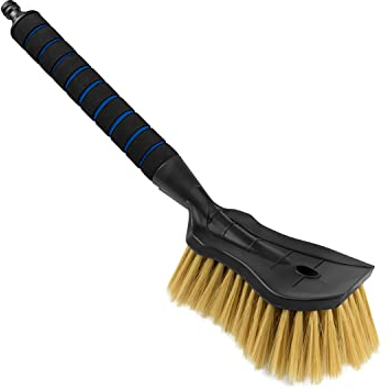 ToM PaR Brosse de Lavage I Brosse à Eau I avec raccord d'eau I Ouverture Rapide du Robinet d'eau I Poils Doux, Fins et délicats I Poignée Confortable I Voiture | Jardin | Longueur: 44 cm I Bleu