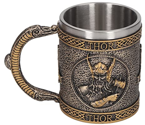 Mug Viking médiéval Licher Tasse à café Viking Warrior Tasse à bière Viking Chiff Tasse en acier inoxydable Chope de bière pour la maison, bar, KTV Restaurant