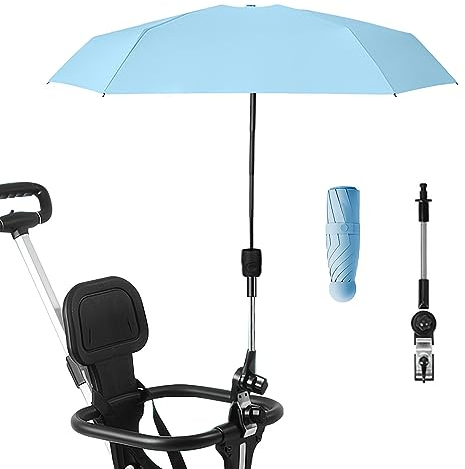 Nakazawa Parasol universel pour poussette de bébé, parasol universel à clipser avec protection UV, parasol universel à clipser pour poussette de bébé avec protection UV (bleu)