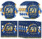 40 PCS Blue Gold 50th Birthday Party Decorations 50th anniversary decorations Disposable Dinnerware Set Include Plates Napkins for Man 50 Years Old Party Decor