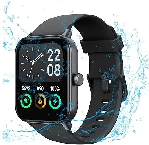 Smartwatch Herren Damen IP68 Wasserdicht Fitnessuhr Sportuhr Bluetooth-Anrufe Smart Furniture mit Herzfrequenz-Schlafmonitor 7 Tage Lange Akkulaufze Itmehrfach Sportmodi für IOS Android Schwarz