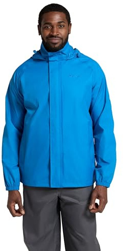 Mountain Warehouse Pakka Mens Waterproof Packable Jacket - IsoDry, Lightweight & Breathable Raincoat with Taped Seams & Packaway Bag - Spring Summer & Travel Bright Blue 2XL