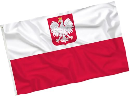 Bandiera polacca colori vivaci doppia cucitura e 2 occhielli in ottone 9,6 x 1,5 m bandiera della Polonia