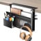 Litwaro Desk Side Storage Organizer, Under Desk Laptop Holder Clamp on Desk Shelf, No Drill Laptop Desk Mount with Magnetic Pen Holder, Hanging Desk Organizer Fits Flat Edge Desk 0.4 to 2