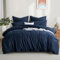 Aisbo Bettwäsche 200x200 Baumwolle Blau - Bettwäsche-Sets Bettbezug 200x200 3teilig mit 2 Kissenbezüge 80x80 cm, Baumwollbettwäsche Set, Oeko-TEX Bettwäsche Blau mit Reißverschluss