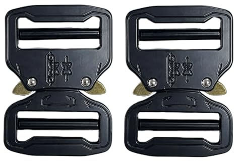 VAANNQOUU Boucle en métal réglable double sans couture pour ceinture tactique robuste, noir, Small x2