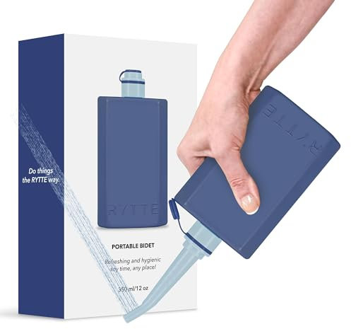 Le bidet portable original RYTTE I entièrement refermable, buse cachée à l'intérieur de la bouteille et facile à utiliser à la maison et en déplacement II transforme l'hygiène personnelle (bleu)