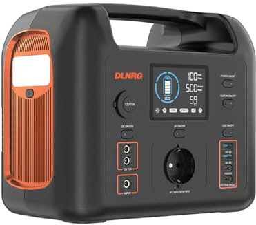 Estación de energía D500 Batería Externa portátil 480Wh/19.2V LiFePO4 Generador Solar Potencia 500W Salida máxima de Onda sinusoidal Pura con 8 Puertos de Suministro para el hogar Camping al Aire