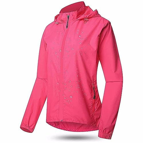 SMTSEC Women's Cycling Running Jacket Removable Sleeves Waterproof Detachable Sleeveless Vest Lightweight Breathable Summer Windbreaker High Visibility MTB Jersey for Cycling Running Jogging,Pink-3XL