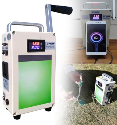 Generatori a manovella 150w Generatore a manovella 65wh 15000mah Generatore a manovella Generatore di corrente portatile a manovella con presa, Generatore manuale 220v AC/Dc/Usb for la produzione di e