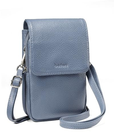 befen Soft Leather Mobile Phone Bags for Women Small Cross body Bag with RFID Blocking for Ladies Blue Over the Shoulder Bag for Women Daily use