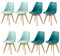 H.J WeDoo Pack 8 Sillas de Comedor Nórdico, Silla Cocina de Haya con Asiento Tapizado y Respaldo Ergonómico,4Verde Menta+4Turquesa