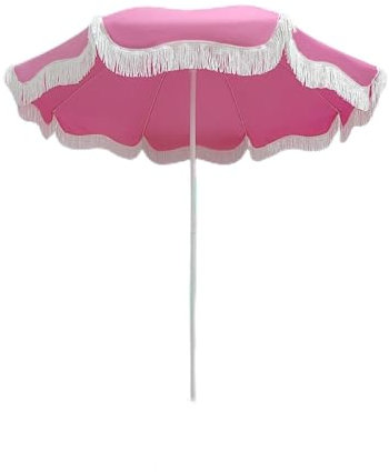 Parasol de plage Parasol de table de patio avec franges Parasols de plage roses pour le sable UPF50 + Parapluie extérieur avec inclinaison Parasol de patio de 5,9 pieds Parasol de piscine portable ét