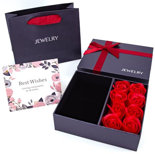 Rose Schmuck Geschenkbox, Rose Geschenkbox, Schmuckkästen für Ring Ohrring Halskette Armband, Rose Blume Schmuck Box für Valentinstag Muttertag (schwarz)