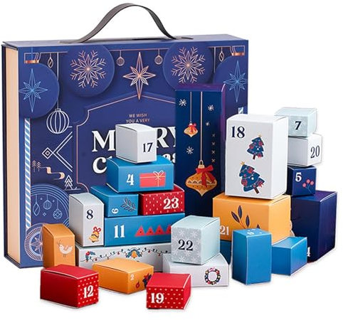 Adventskalenderbox, Adventskalender zum Befüllen,Adventskalender-Füllboxen, 24-Tage-Weihnachts-Countdown-Kalenderboxen,Weihnachtsadventskalender,füllen Sie Ihre eigenen Adventskalenderboxen für Kinder
