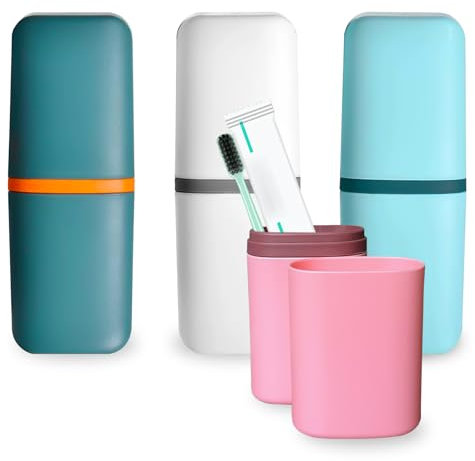 TAIHOBO Zahnbürsten Etui Reise Gadgets, 4 Stück Kunststoff Reise Zahnbürste Etui, Platzsparende Zahnbürstenhülle, Tragbare Zahnbürsten Etui Kinder Erwachsene für Camping Reisen Schule Zuhause