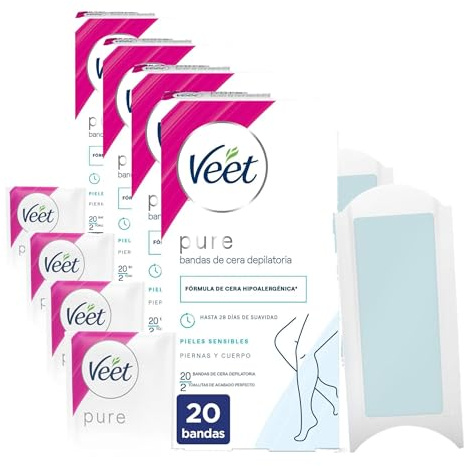 VEET bandas de cera depilatoria corporal caja 20 uds (Paquete de 4)